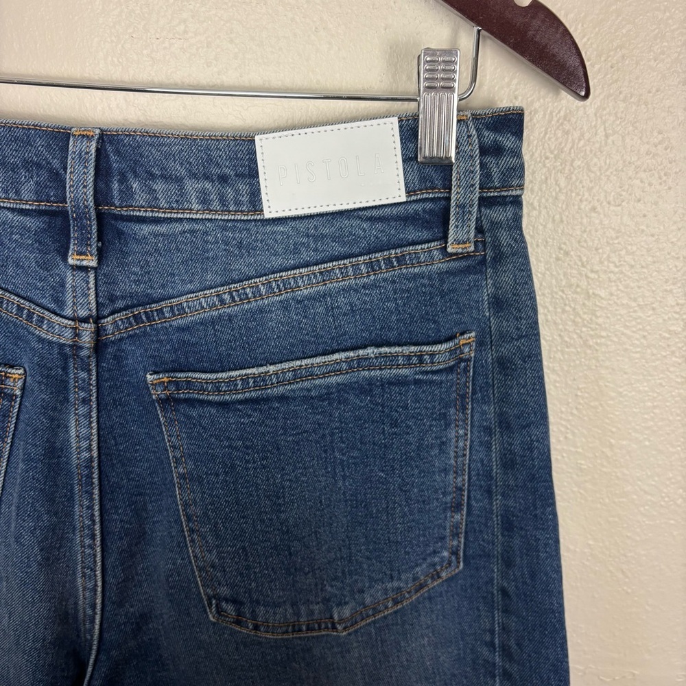 Pistola Eli High Rise Barrel Leg Jeans Women’s Size 30 Augustus Blue Rigid - Picture 7 of 10